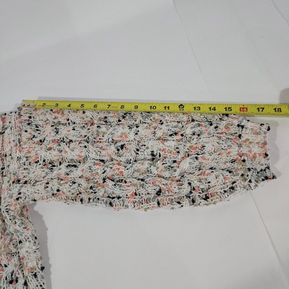 Jessica Simpson White Confetti Multi-Color Cropped Knit Sweater Ribbed Cuff Larg - Picture 7 of 14